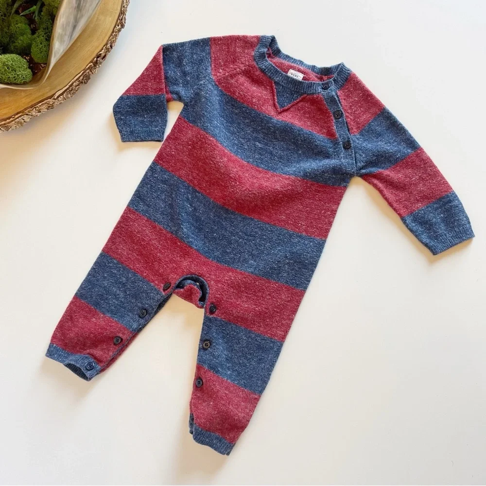 Gap Red / Blue Knit Sweater Romper | 6-12m